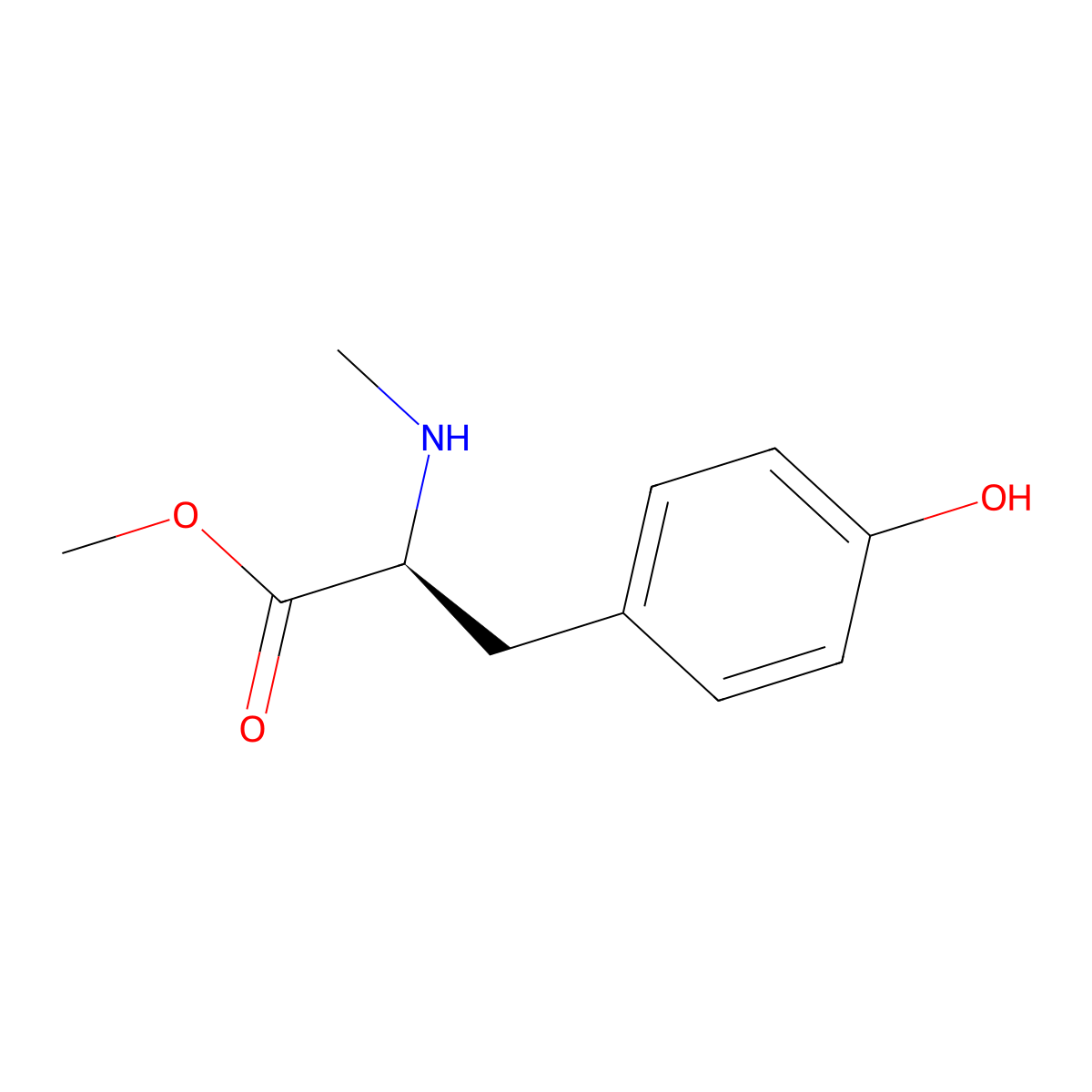 Methyl N-methyl-L-tyrosinate molecular structure, CAS 70963-39-2