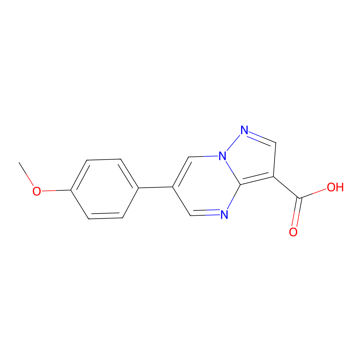 6-(4-Methoxy-phenyl)-pyrazolo[1,5-a]pyrimidine-3-carboxylic acid molecular structure, CAS 709631-46-9