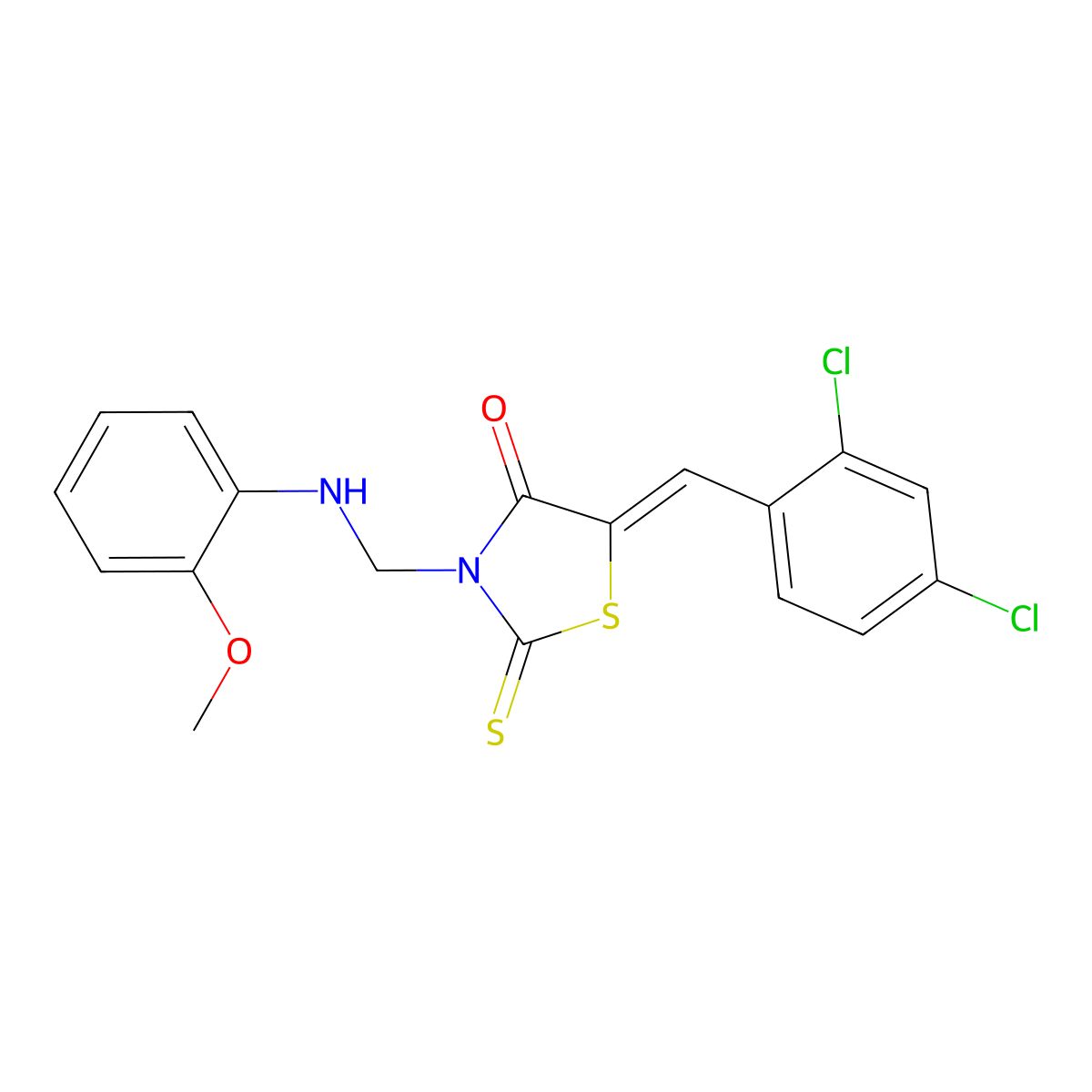 5-[(2,4-Dichlorophenyl)methylidene]-3-[(2-methoxyanilino)methyl]-2-sulfanylidene-1,3-thiazolidin-4-one molecular structure, CAS 709635-69-8