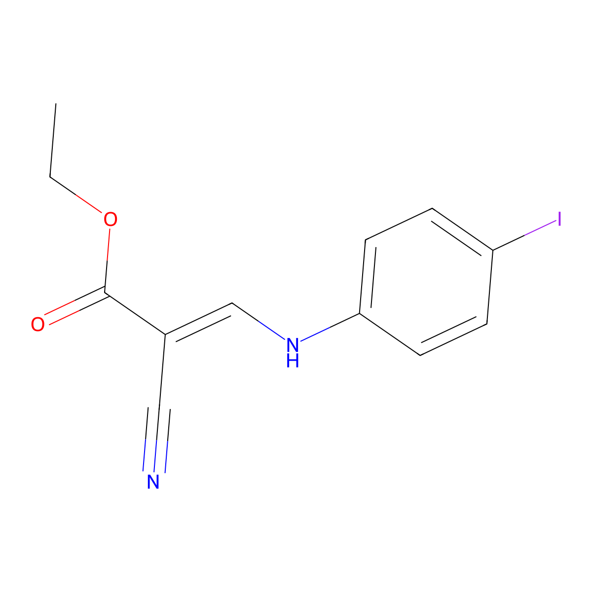 Ethyl 2-cyano-3-[(4-iodophenyl)amino]prop-2-enoate molecular structure, CAS 709637-42-3