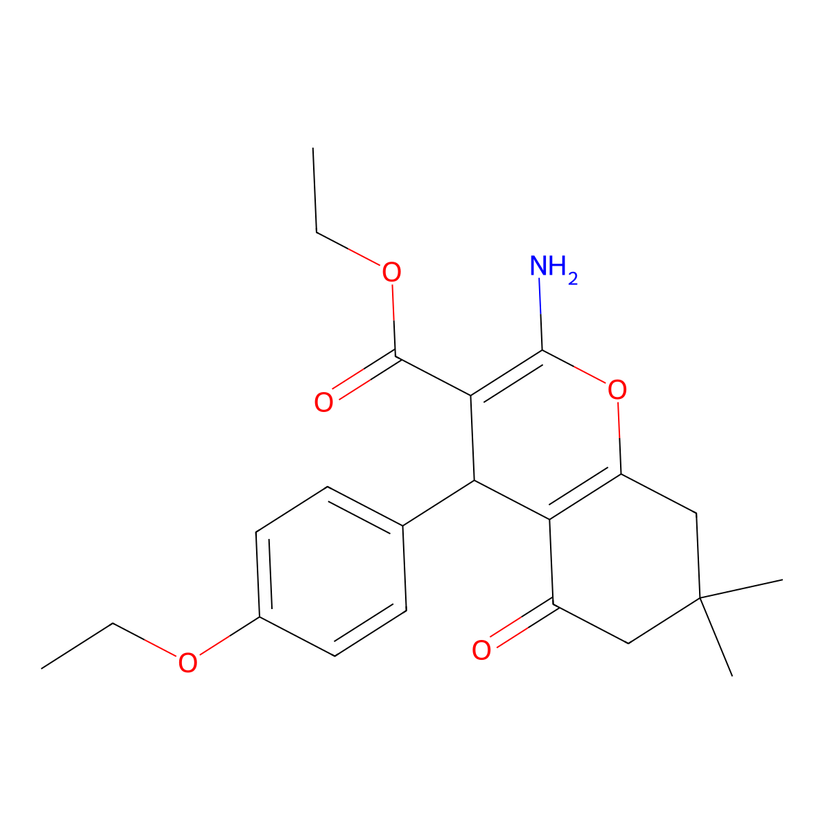 Ethyl 2-amino-4-(4-ethoxyphenyl)-7,7-dimethyl-5-oxo-6,8-dihydro-4H-chromene-3-carboxylate molecular structure, CAS 709643-46-9