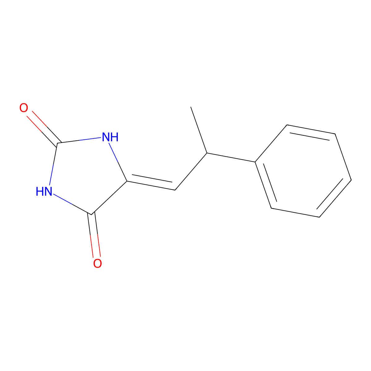 2,4-Imidazolidinedione, 5-(2-phenylpropylidene)- molecular structure, CAS 709644-05-3