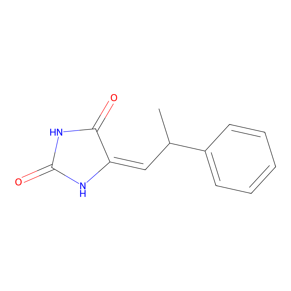 2,4-Imidazolidinedione, 5-(2-phenylpropylidene)- molecular structure, CAS 709644-05-3