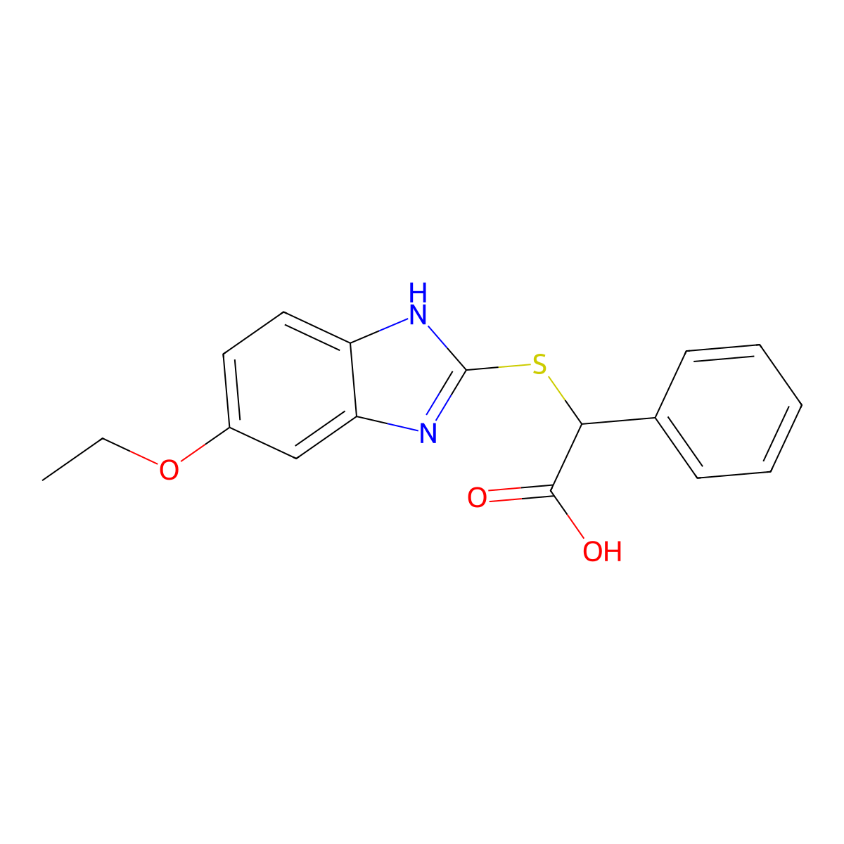 [(5-ethoxy-1H-benzimidazol-2-yl)sulfanyl](phenyl)acetic acid molecular structure, CAS 709646-79-7