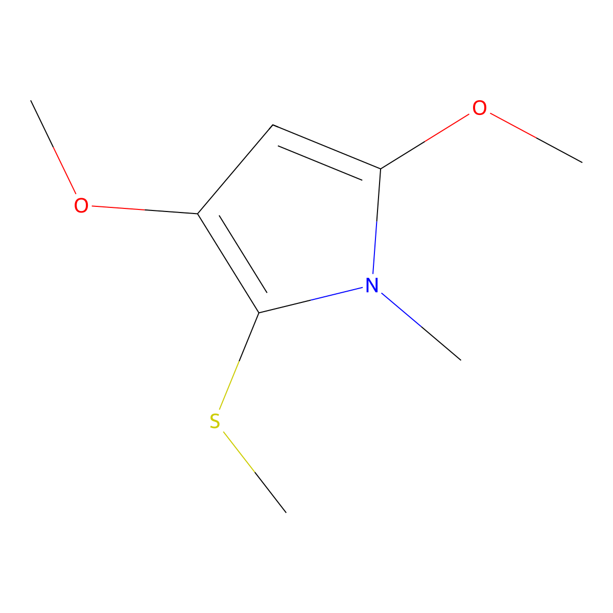 3,5-Dimethoxy-1-methyl-2-(methylthio)-1H-pyrrole molecular structure, CAS 709647-47-2