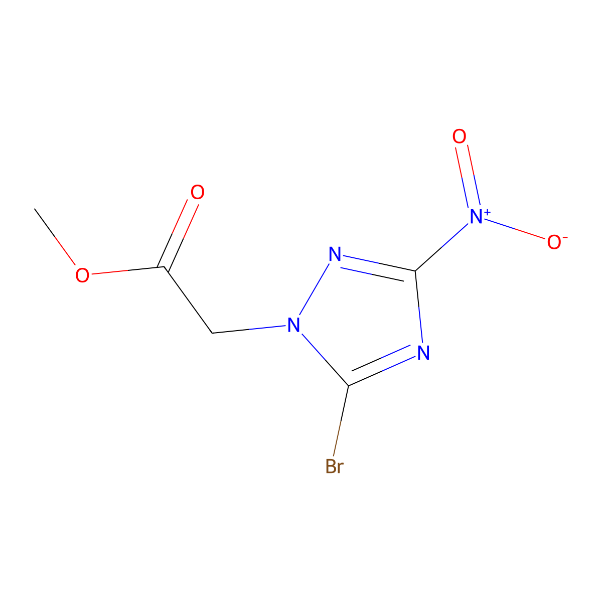 methyl 2-(5-bromo-3-nitro-1H-1,2,4-triazol-1-yl)acetate molecular structure, CAS 70965-30-9