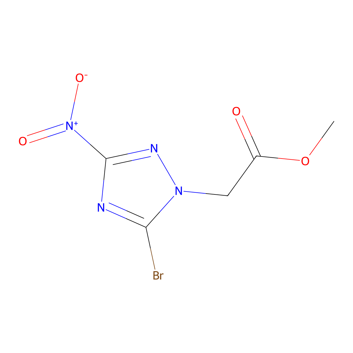 methyl 2-(5-bromo-3-nitro-1H-1,2,4-triazol-1-yl)acetate molecular structure, CAS 70965-30-9