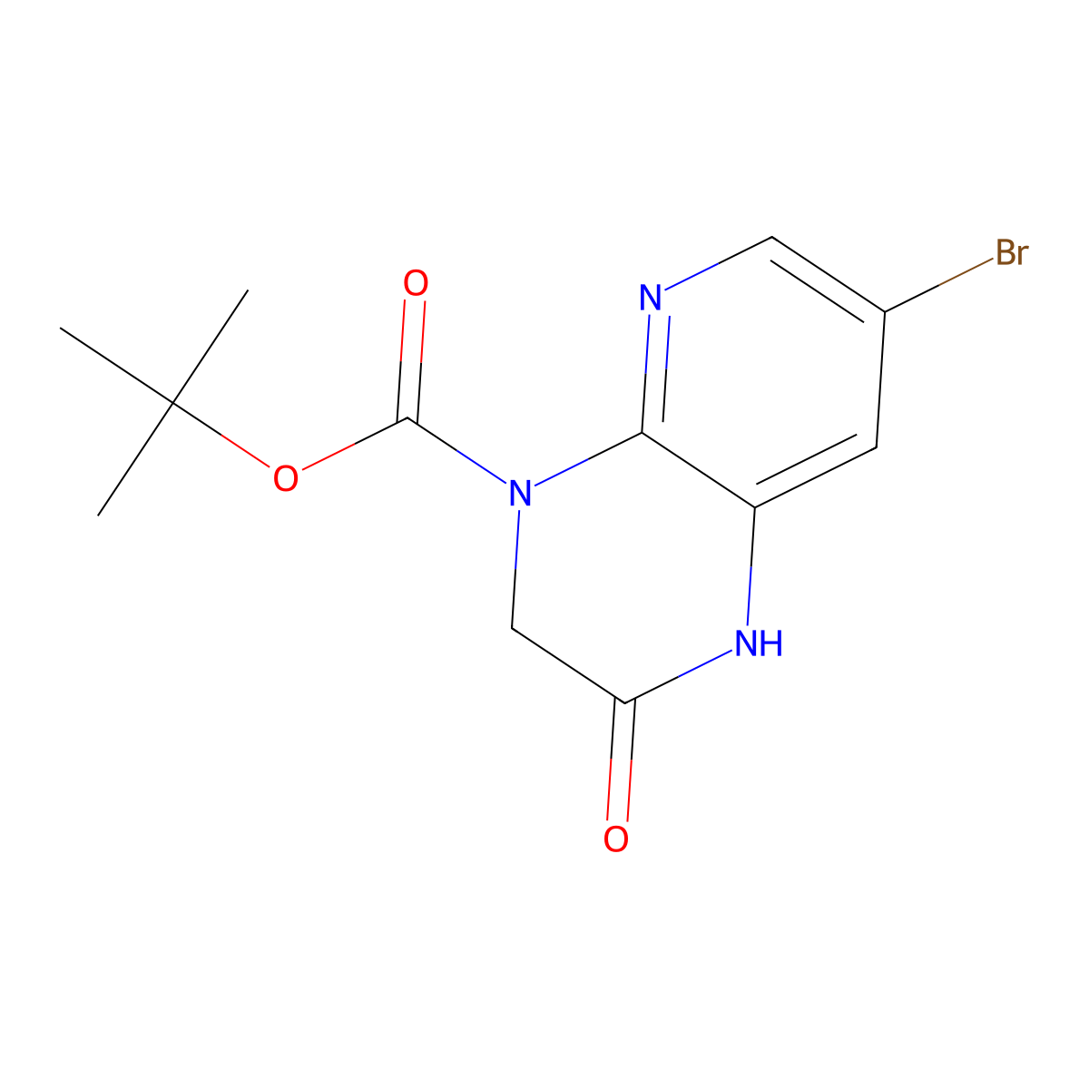 tert-butyl 7-bromo-2-oxo-1H,2H,3H,4H-pyrido[2,3-b]pyrazine-4-carboxylate molecular structure, CAS 709652-85-7