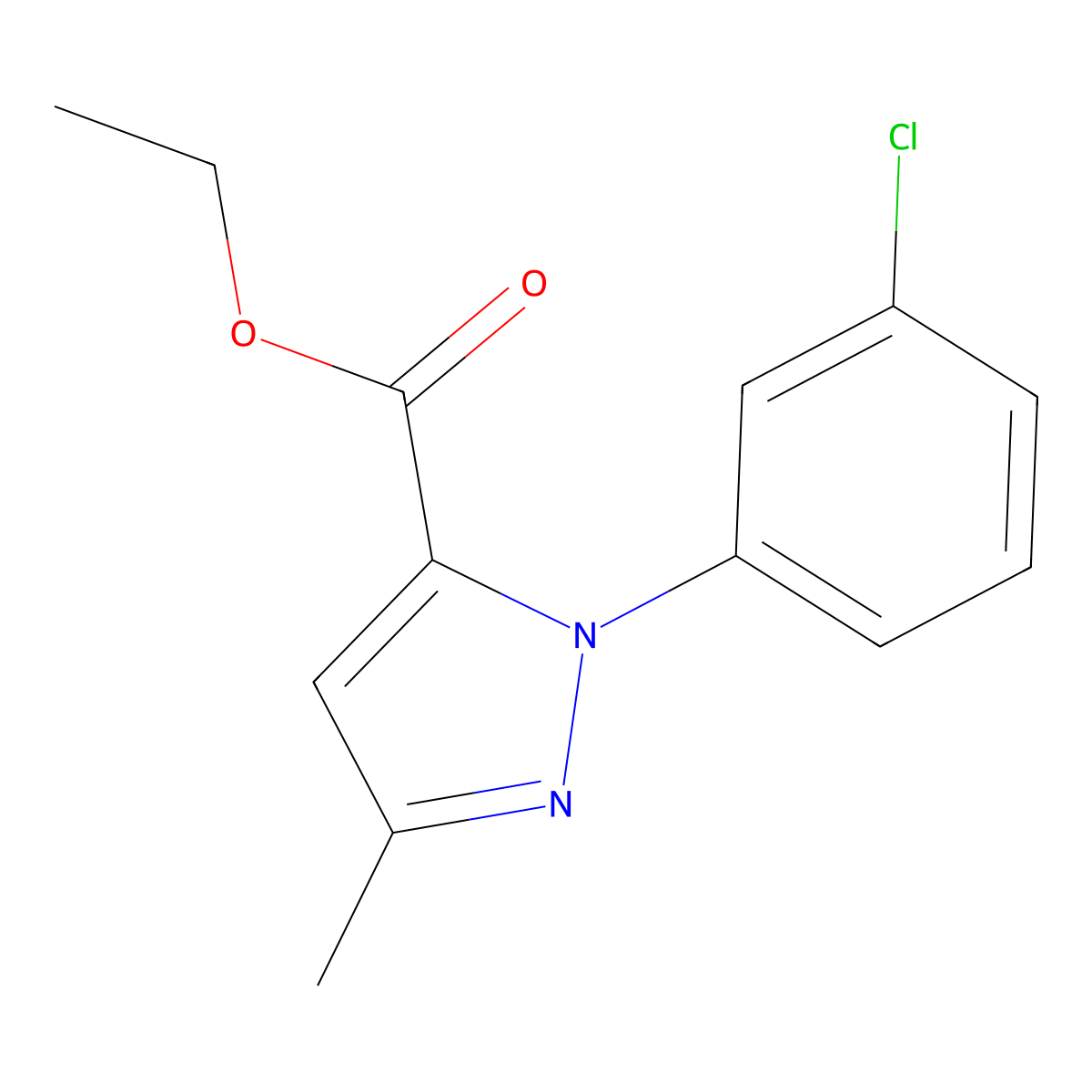 Ethyl 1-(3-chlorophenyl)-3-methyl-1H-pyrazole-5-carboxylate molecular structure, CAS 709654-29-5