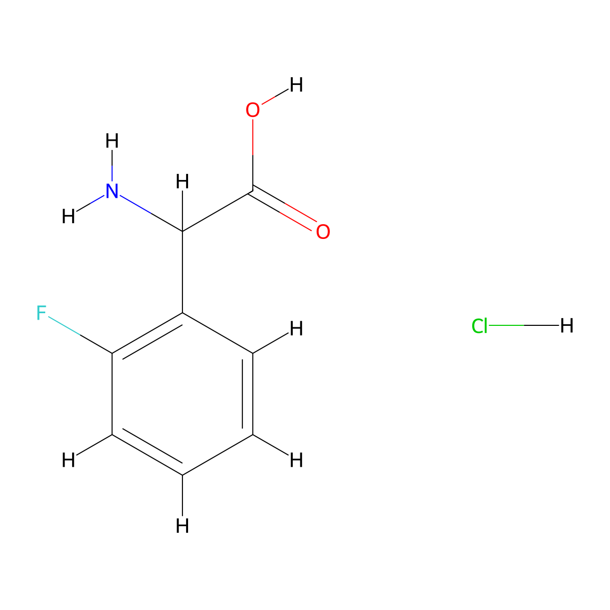 (2-Fluorophenyl)glycine HCl molecular structure, CAS 709665-70-3