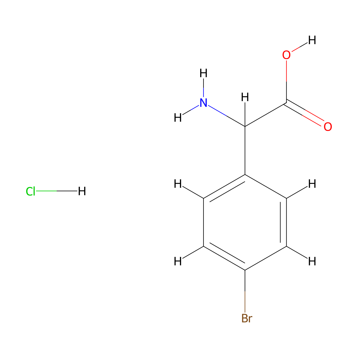 2-Amino-2-(4-bromophenyl)acetic acid hydrochloride molecular structure, CAS 709665-71-4