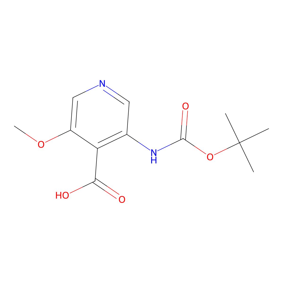 3-(tert-Butoxycarbonylamino)-5-methoxyisonicotinic acid molecular structure, CAS 709666-22-8