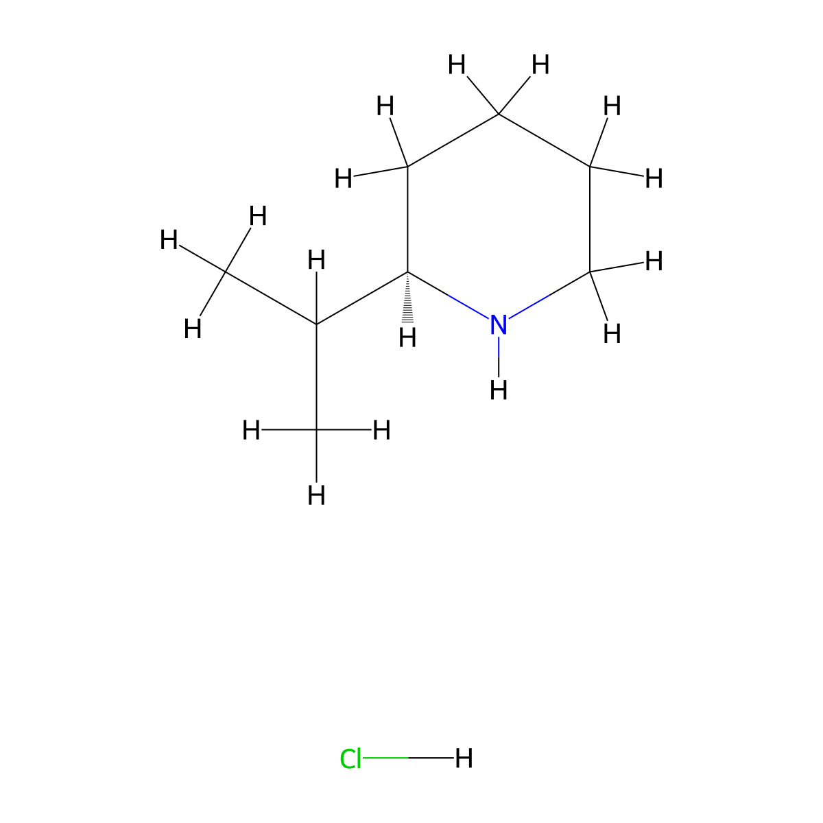 (2R)-2-(propan-2-yl)piperidine hydrochloride molecular structure, CAS 709669-87-4