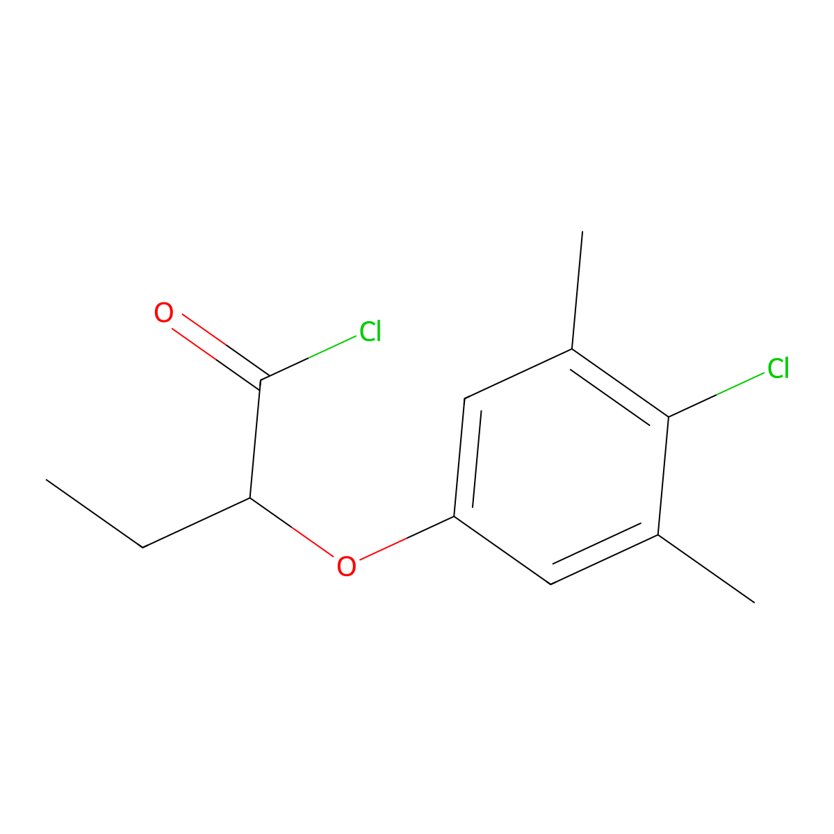 2-(4-Chloro-3,5-dimethylphenoxy)butanoyl chloride molecular structure, CAS 70970-53-5