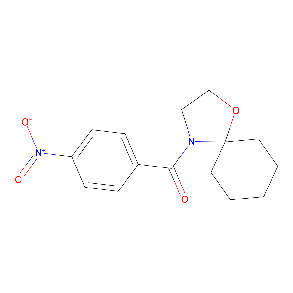 (4-Nitrophenyl)(1-oxa-4-azaspiro[4.5]dec-4-yl)methanone molecular structure, CAS 70971-47-0