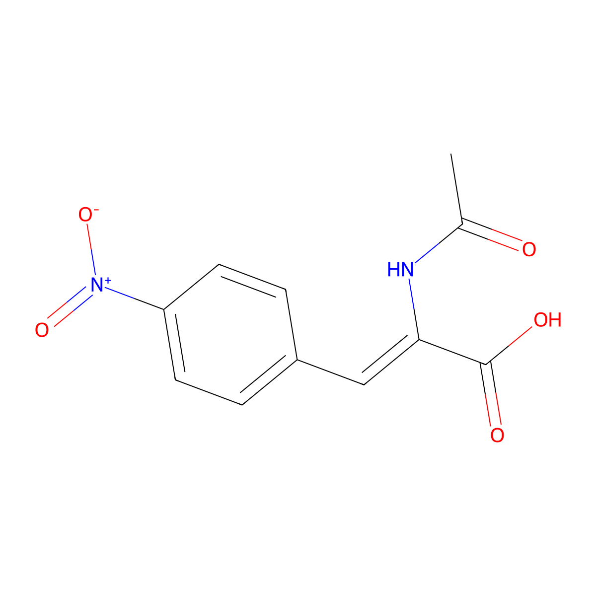 (Z)-2-Acetamido-3-(4-nitrophenyl)acrylic acid molecular structure, CAS 70973-01-2