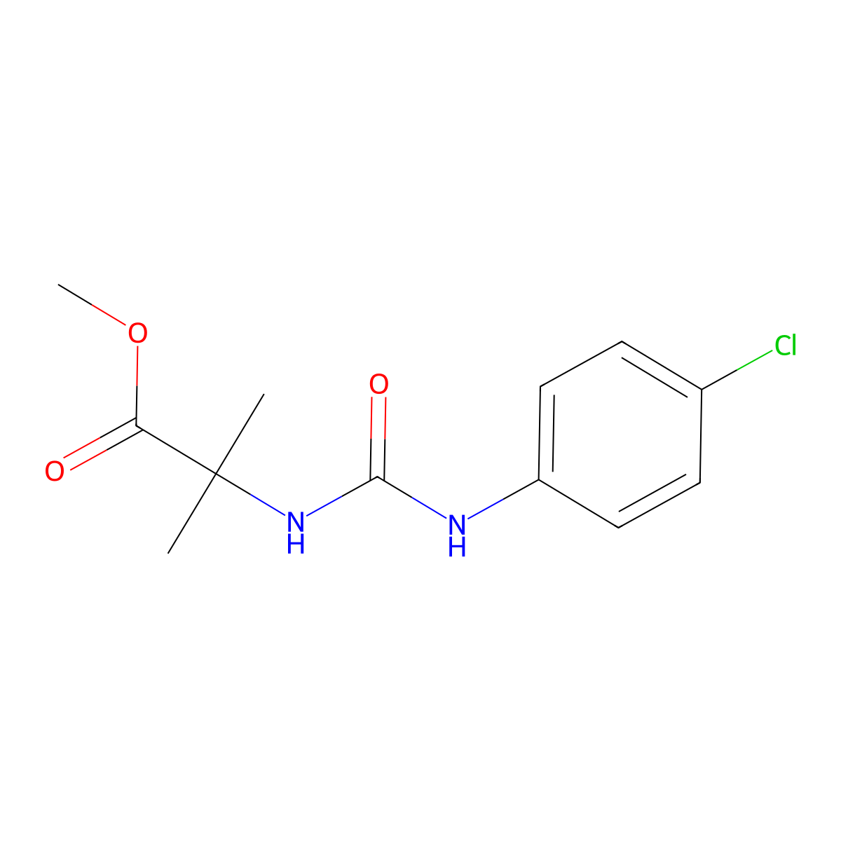 Alanine, N-((p-chlorophenyl)carbamoyl)-2-methyl-, methyl ester molecular structure, CAS 70974-07-1