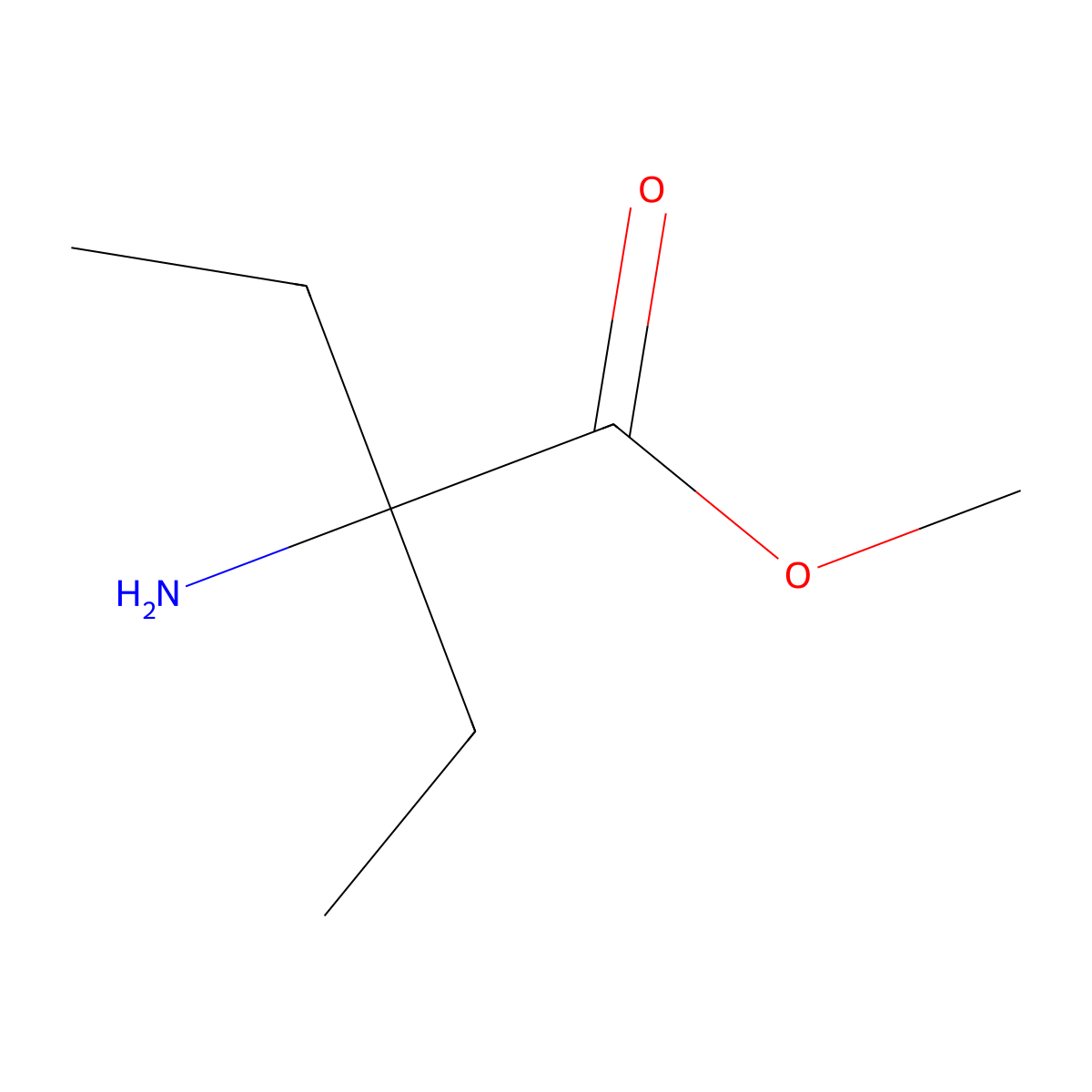 Methyl 2-amino-2-ethylbutanoate molecular structure, CAS 70974-26-4