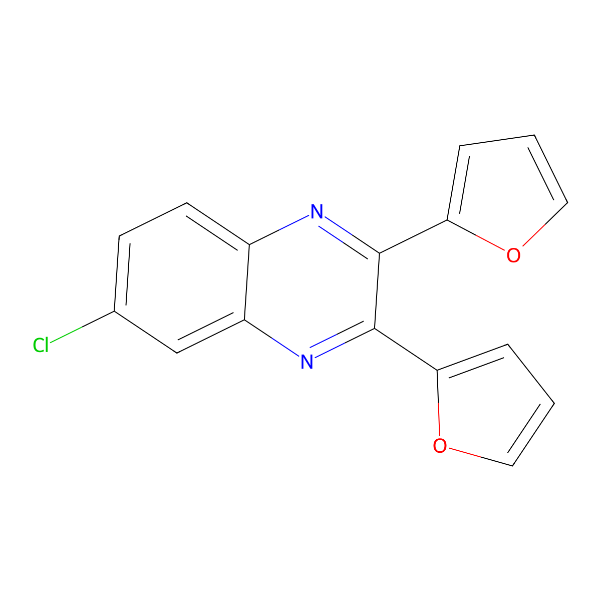 6-Chloro-2,3-bis(furan-2-yl)quinoxaline molecular structure, CAS 70976-04-4