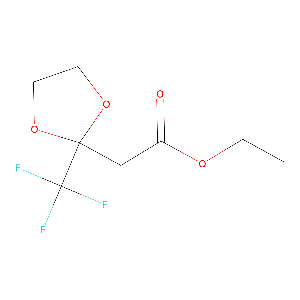 Ethyl 2-[2-(trifluoromethyl)-1,3-dioxolan-2-yl]acetate molecular structure, CAS 70976-12-4