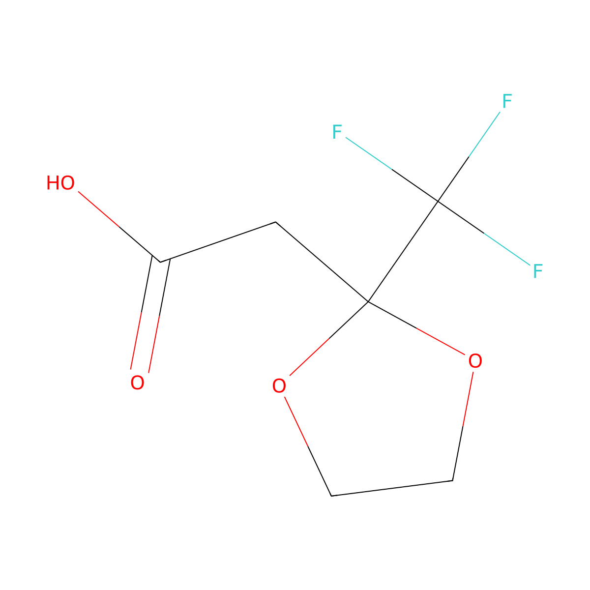 (2-Trifluoromethyl-[1,3]dioxolan-2-yl)-acetic acid molecular structure, CAS 70976-13-5
