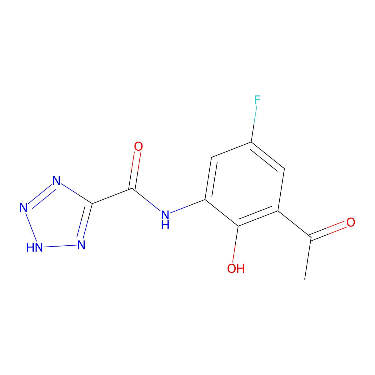 N-(3-Acetyl-5-fluoro-2-hydroxyphenyl)-2H-tetrazole-5-carboxamide molecular structure, CAS 70977-46-7