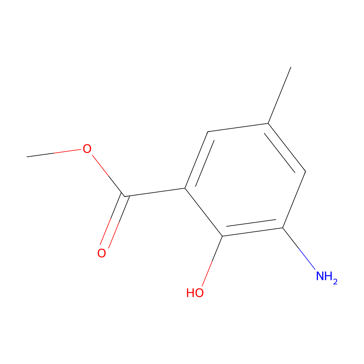 Methyl 3-amino-2-hydroxy-5-methylbenzoate molecular structure, CAS 70978-07-3