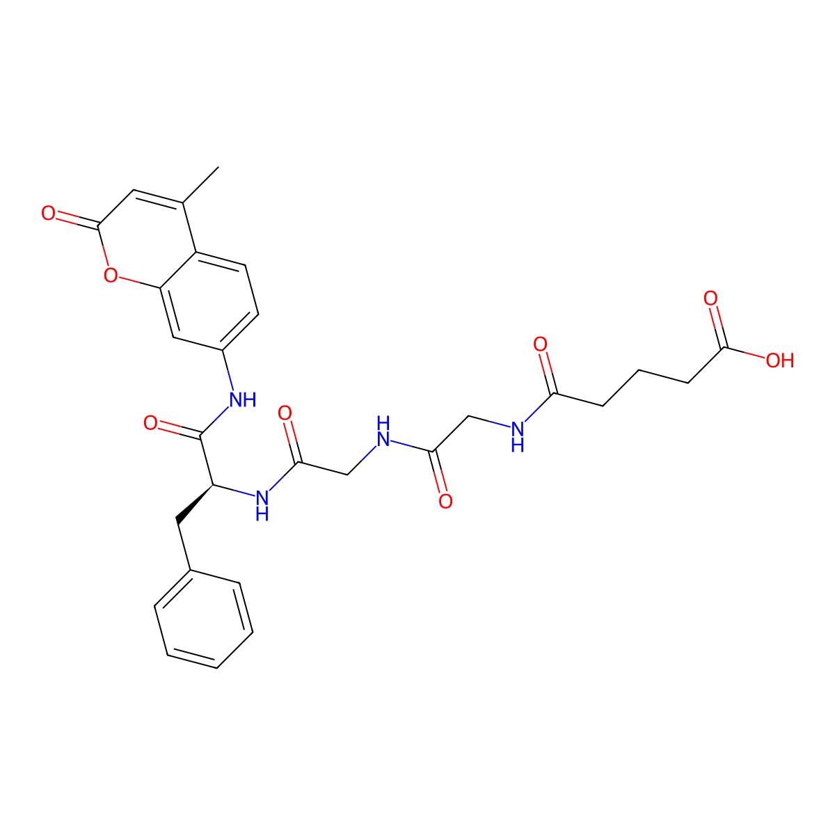 Glutaryl-gly-gly-phe-amc molecular structure, CAS 70996-06-4
