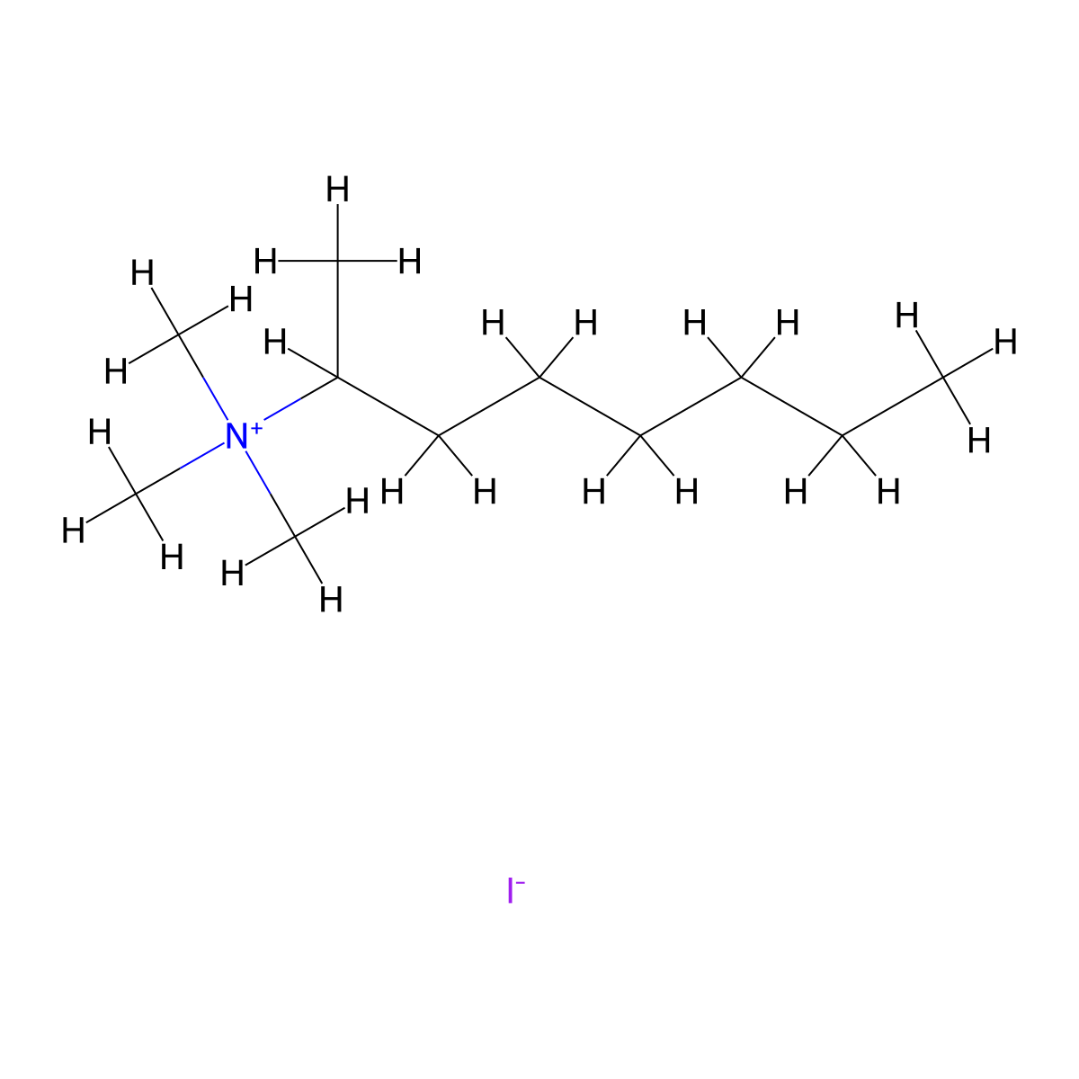 (1-Methylheptyl)trimethylammonium iodide molecular structure, CAS 70996-13-3