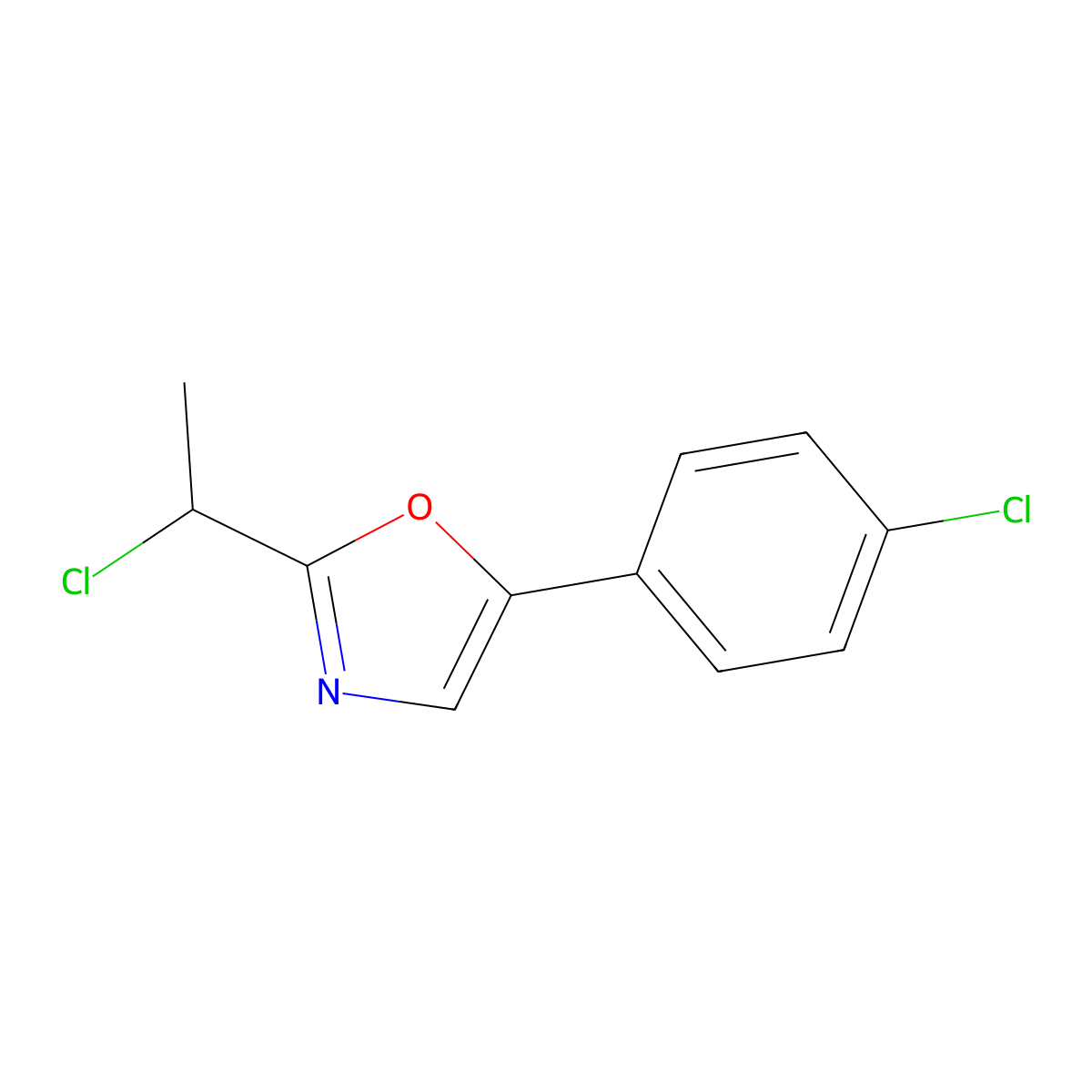 2-(1-Chloroethyl)-5-(4-chlorophenyl)-1,3-oxazole molecular structure, CAS 70996-53-1