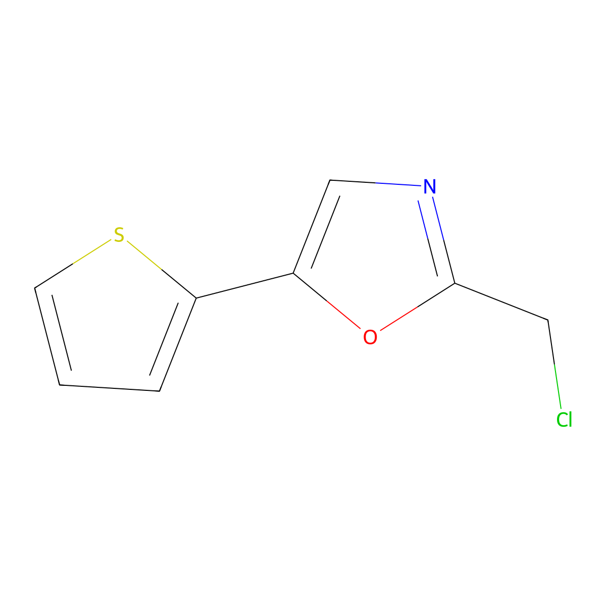 2-(Chloromethyl)-5-(thiophen-2-yl)-1,3-oxazole molecular structure, CAS 70996-67-7