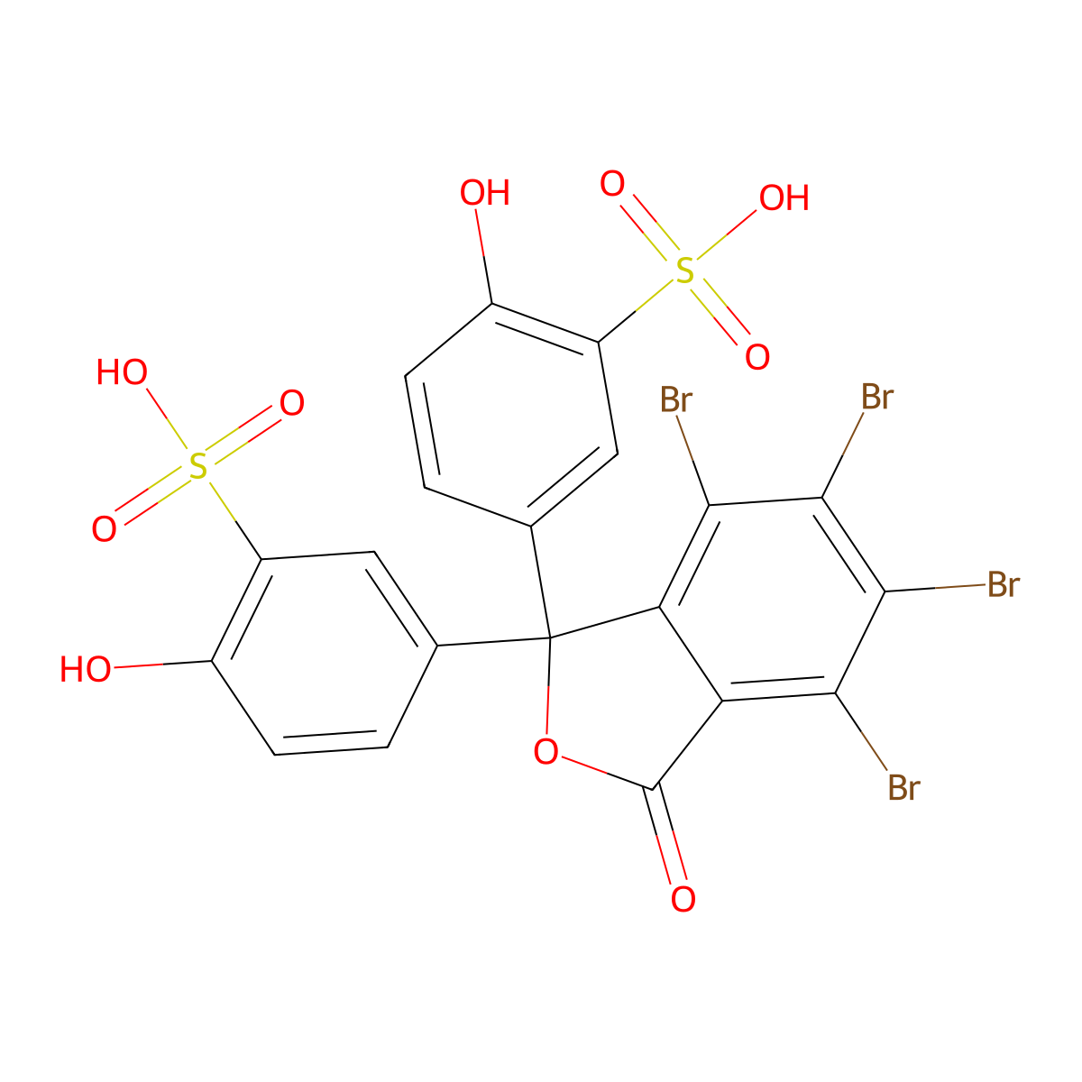 3,3'-(Tetrabromophthalidylidene)bis(6-hydroxybenzenesulfonic acid) molecular structure, CAS 71-67-0