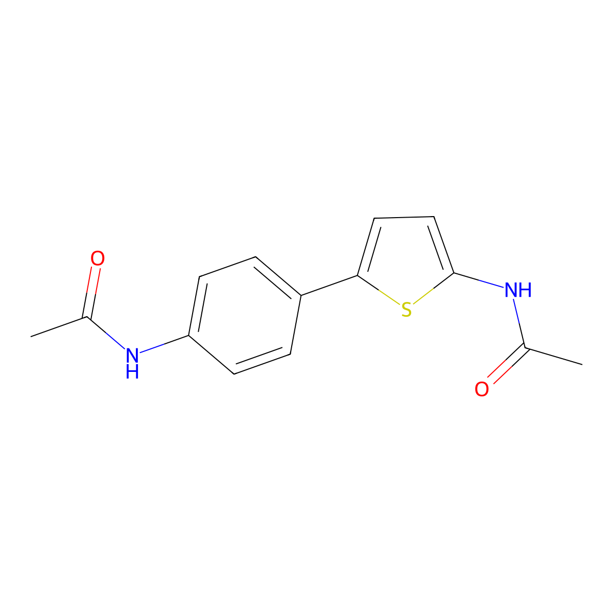 Acetamide, N-(5-(4-(acetylamino)phenyl)-2-thienyl)- molecular structure, CAS 71000-24-3