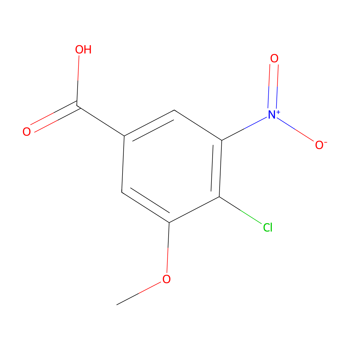 4-Chloro-3-methoxy-5-nitrobenzoic acid molecular structure, CAS 71001-78-0