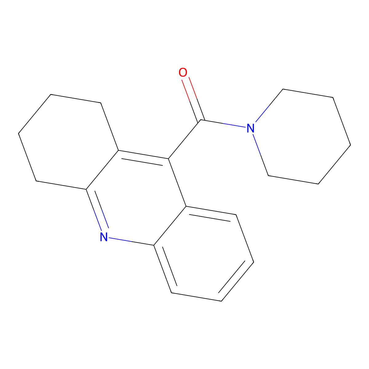 Ketone, piperidino(1,2,3,4-tetrahydro-9-acridinyl) molecular structure, CAS 7101-58-8