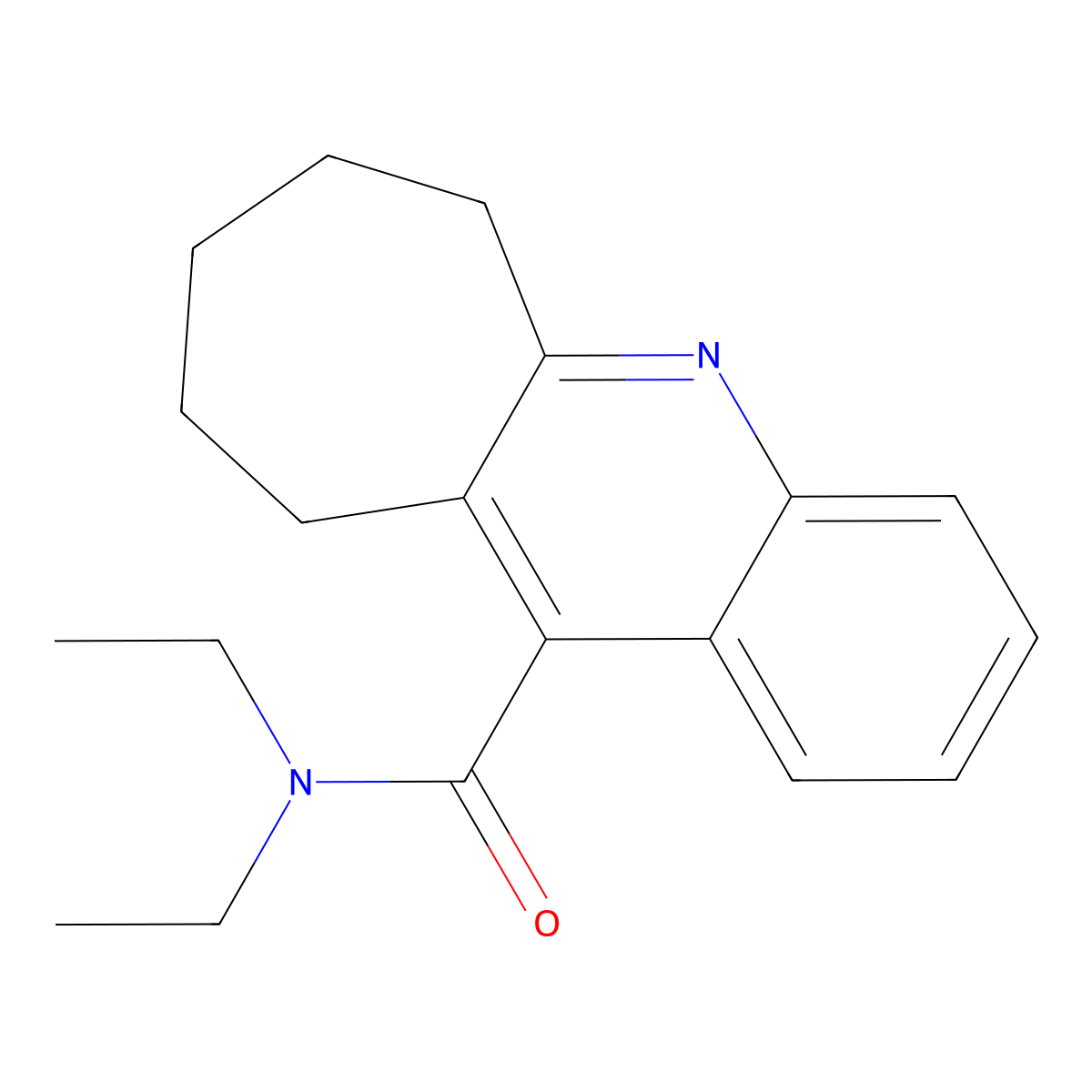 N,N-Diethyl-7,8,9,10-tetrahydro-6H-cyclohepta(b)quinoline-11-carboxamide molecular structure, CAS 7101-64-6