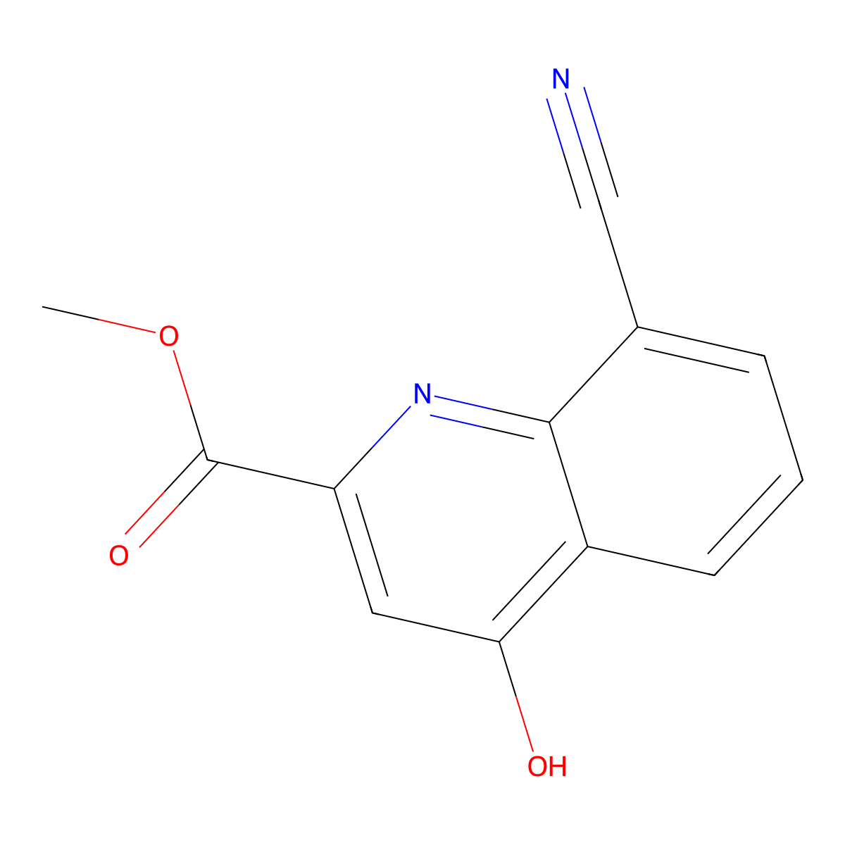8-Cyano-4-hydroxy-quinoline-2-carboxylic acid methyl ester molecular structure, CAS 7101-83-9