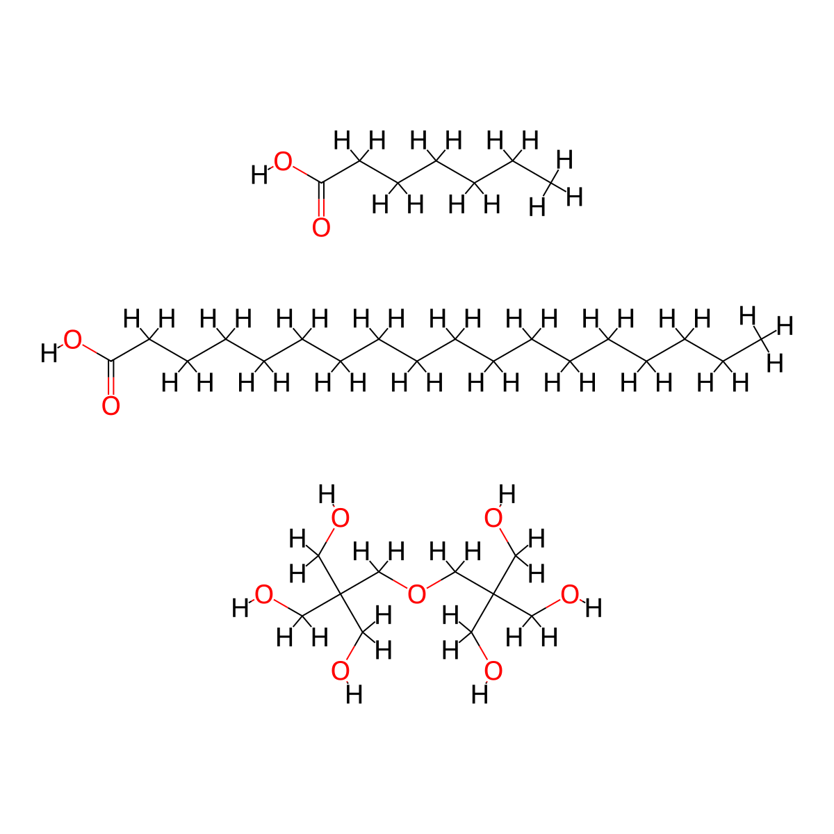 Octadecanoic acid, mixed esters with dipentaerythritol and heptanoic acid molecular structure, CAS 71010-83-8