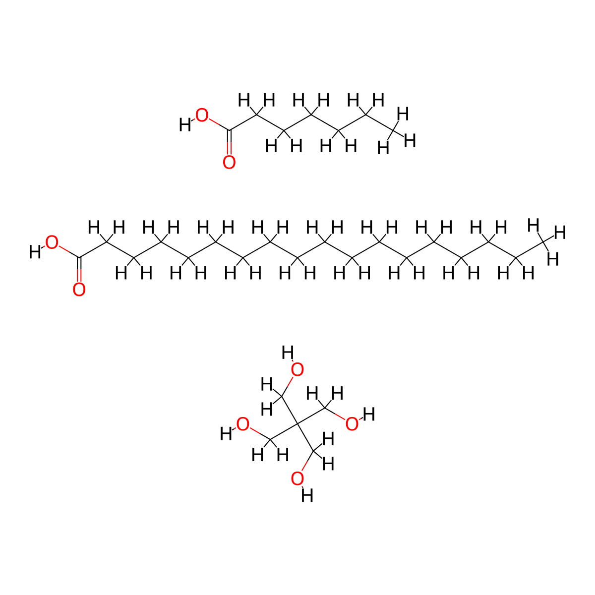 Octadecanoic acid, mixed esters with heptanoic acid and pentaerythritol molecular structure, CAS 71010-84-9