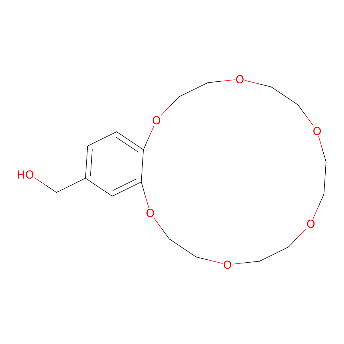 (2,3,5,6,8,9,11,12,14,15-Decahydrobenzo[b][1,4,7,10,13,16]hexaoxacyclooctadecin-18-yl)methanol molecular structure, CAS 71015-62-8