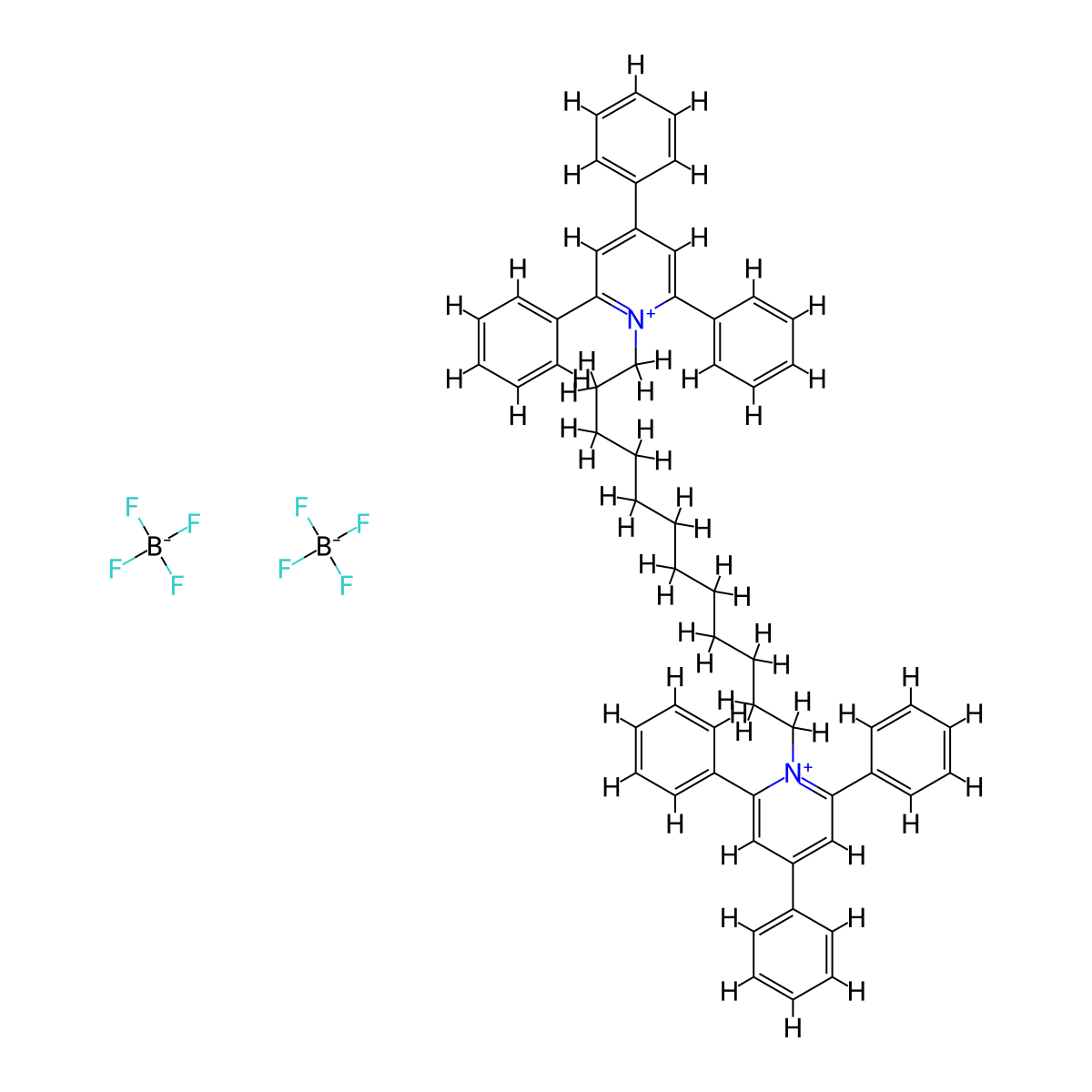 2,4,6-Triphenyl-1-[12-(2,4,6-triphenylpyridin-1-ium-1-yl)dodecyl]pyridin-1-ium bis(tetrafluoroboranuide) molecular structure, CAS 71017-83-9