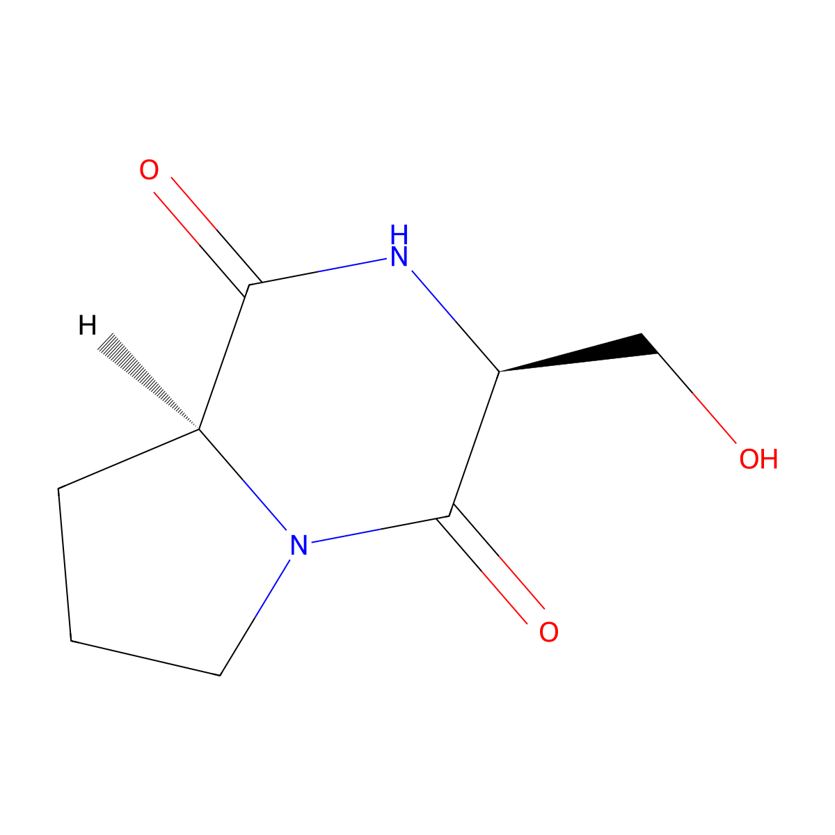 (3S,8aS)-3-(hydroxymethyl)-octahydropyrrolo[1,2-a]piperazine-1,4-dione molecular structure, CAS 71018-04-7