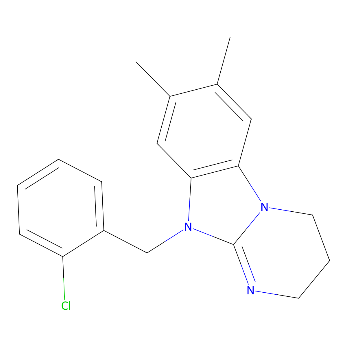 10-(2-Chlorobenzyl)-7,8-dimethyl-2,3,4,10-tetrahydropyrimido[1,2-a]benzimidazole molecular structure, CAS 710277-76-2