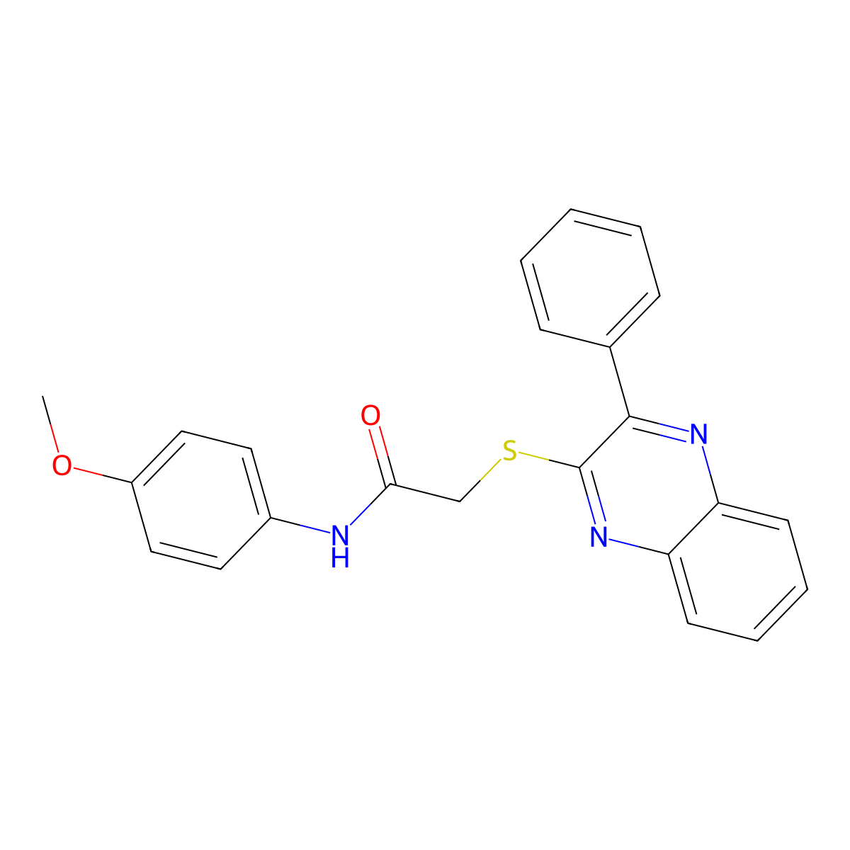 N-(4-methoxyphenyl)-2-((3-phenylquinoxalin-2-yl)thio)acetamide molecular structure, CAS 710283-82-2