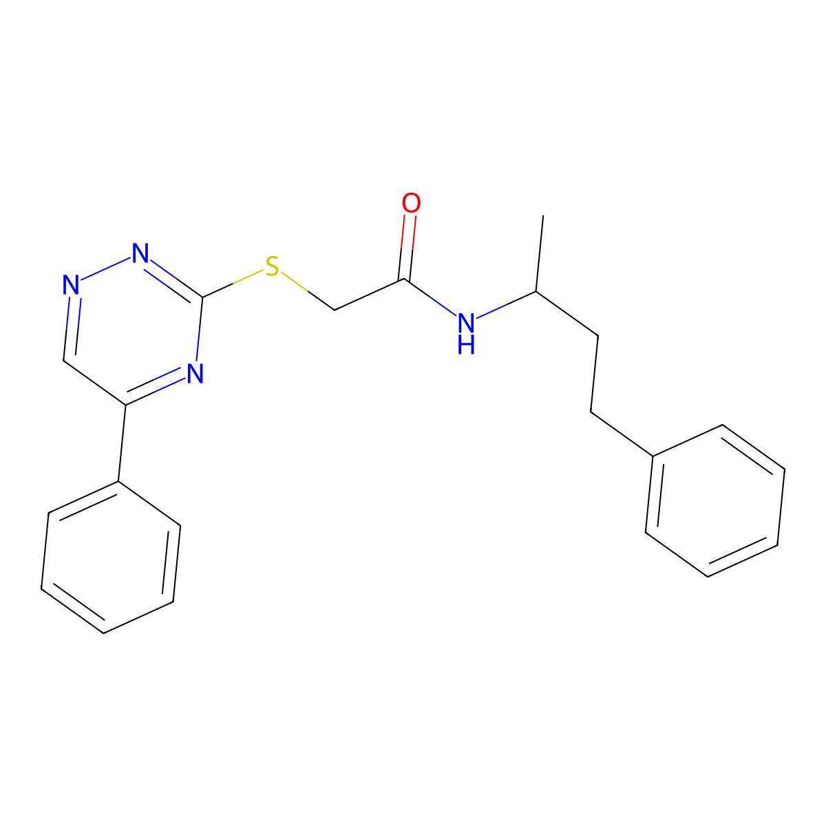 2-((5-phenyl-1,2,4-triazin-3-yl)thio)-N-(4-phenylbutan-2-yl)acetamide molecular structure, CAS 710283-83-3