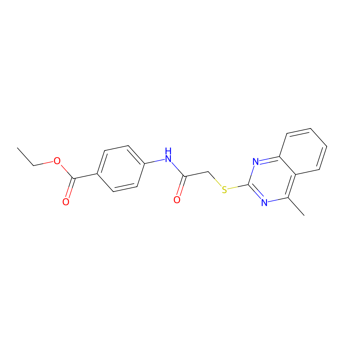 Ethyl 4-{2-[(4-methylquinazolin-2-YL)sulfanyl]acetamido}benzoate molecular structure, CAS 710283-90-2