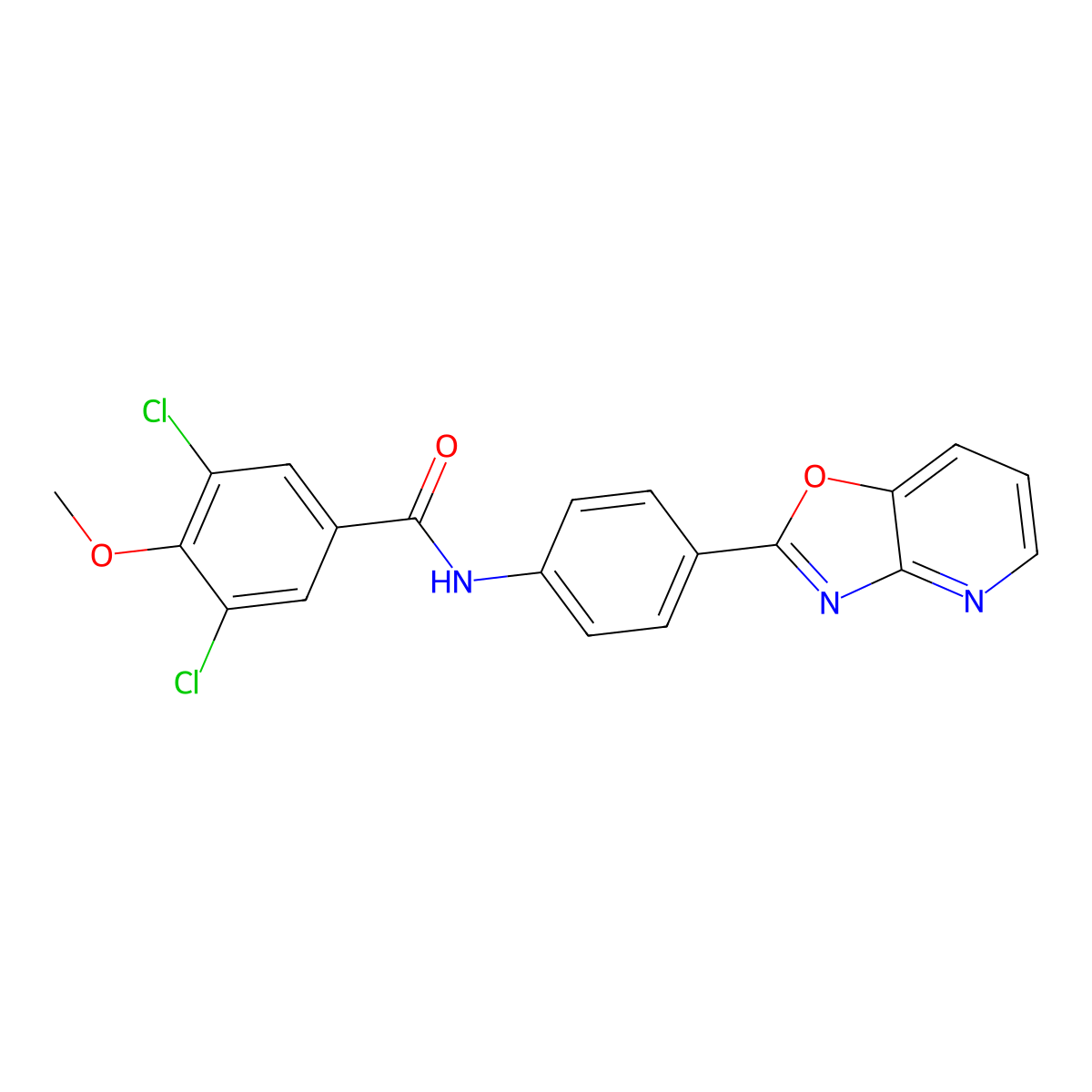 3,5-dichloro-4-methoxy-N-[4-([1,3]oxazolo[4,5-b]pyridin-2-yl)phenyl]benzamide molecular structure, CAS 710284-99-4