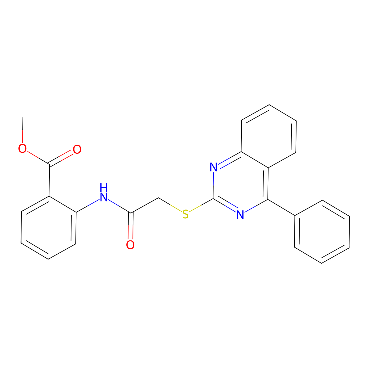 Methyl 2-{2-[(4-phenylquinazolin-2-YL)sulfanyl]acetamido}benzoate molecular structure, CAS 710286-61-6