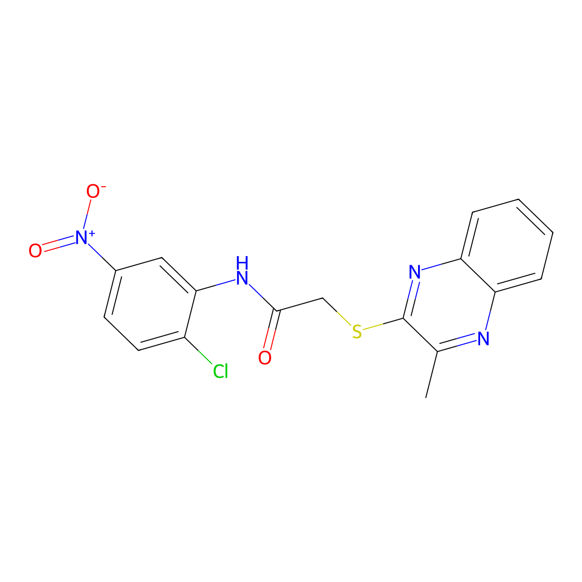 N-(2-chloro-5-nitrophenyl)-2-((3-methylquinoxalin-2-yl)thio)acetamide molecular structure, CAS 710286-83-2
