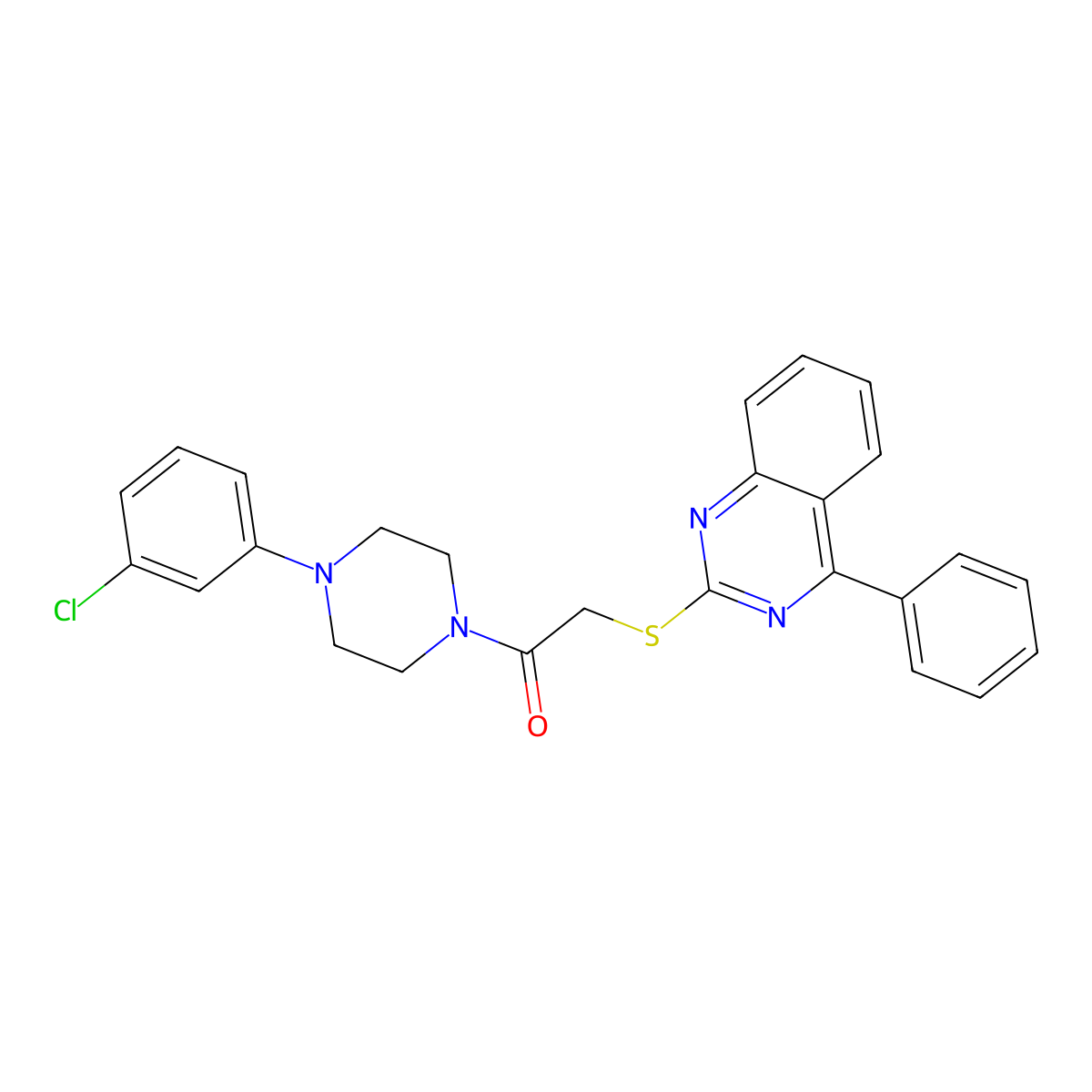 1-[4-(3-Chlorophenyl)piperazin-1-yl]-2-[(4-phenylquinazolin-2-yl)sulfanyl]ethan-1-one molecular structure, CAS 710286-88-7